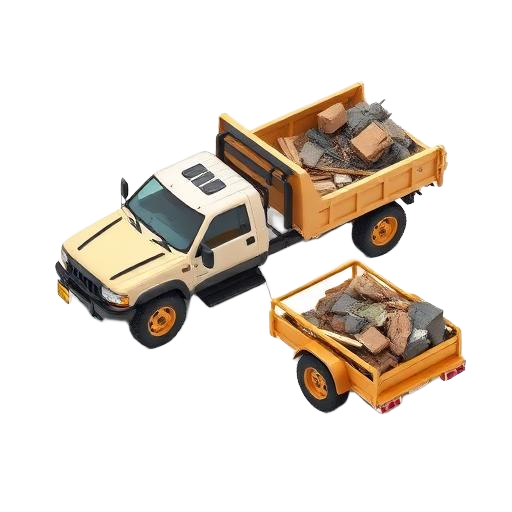 Work truck with a loaded dump trailer