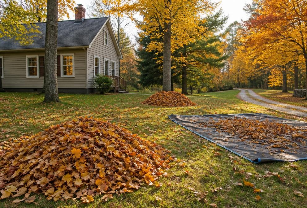 Leaf removal on a rural Kentucky property